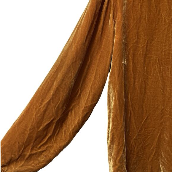 Citron Santa Monica Womens Silk Blend Velvet Button Up Top Size S Mustard Luxe - Picture 3 of 7